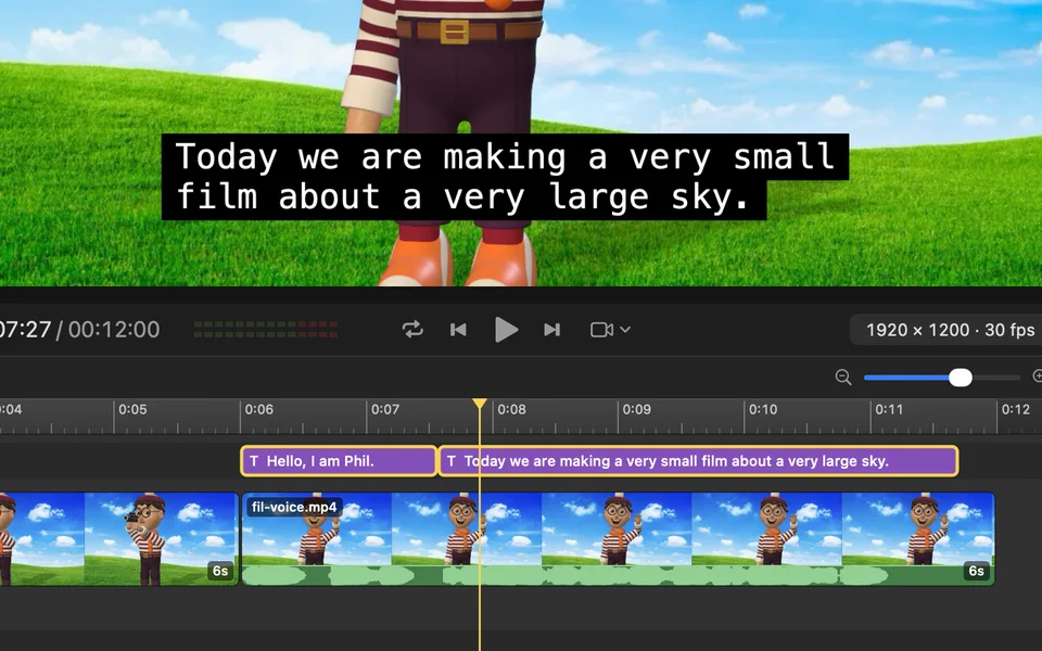 Closed captions in PictureWriter