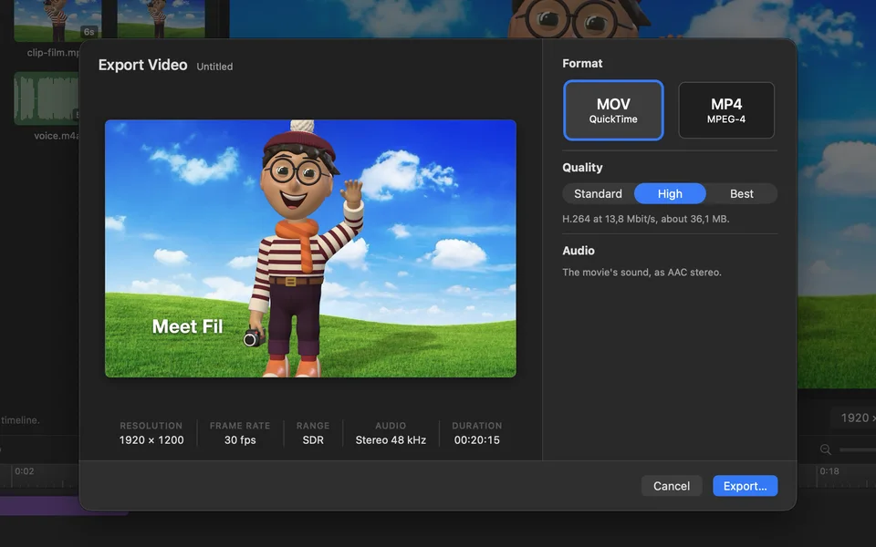Export in PictureWriter